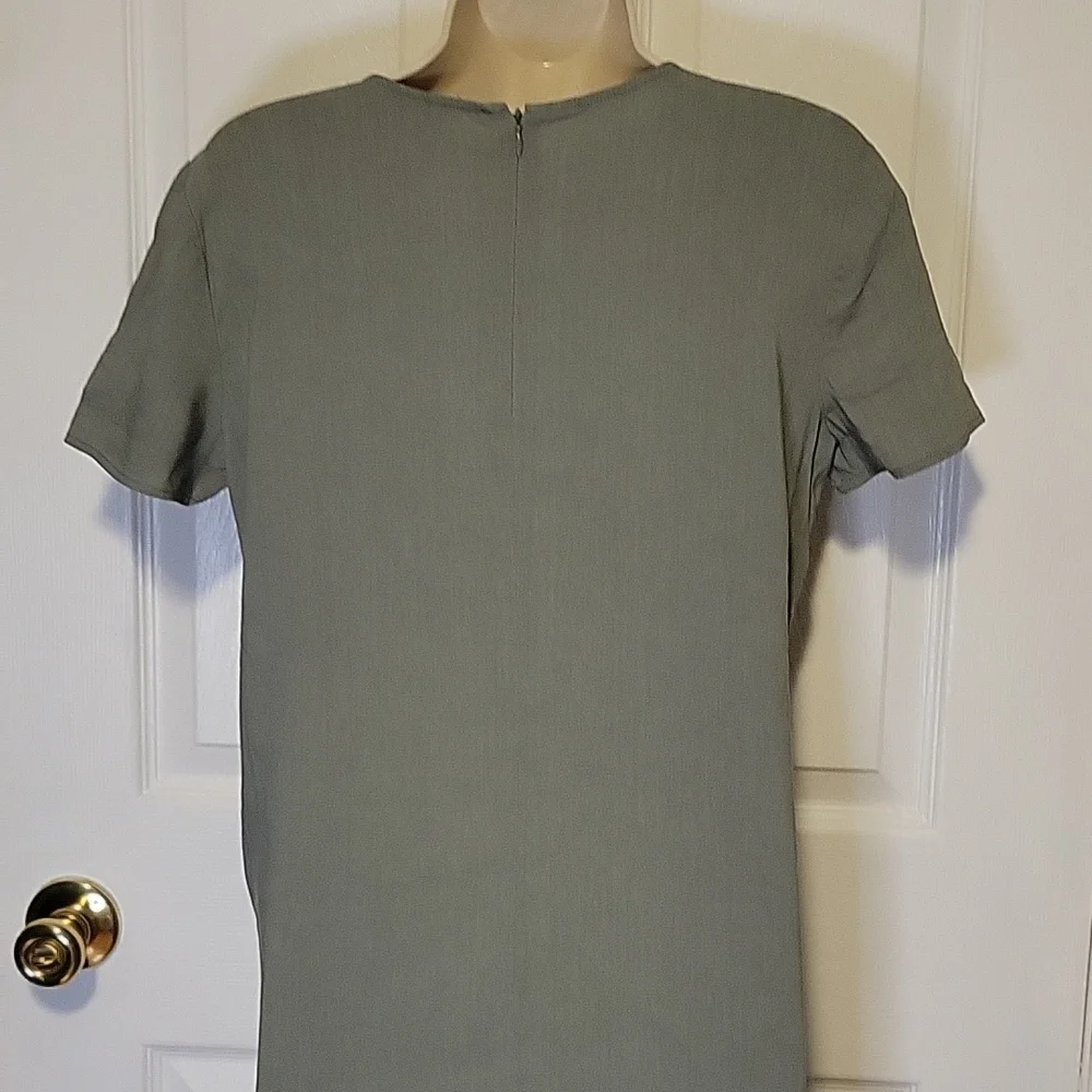 Theory 6 sheath dress  green short sleeve stretch office work career min…